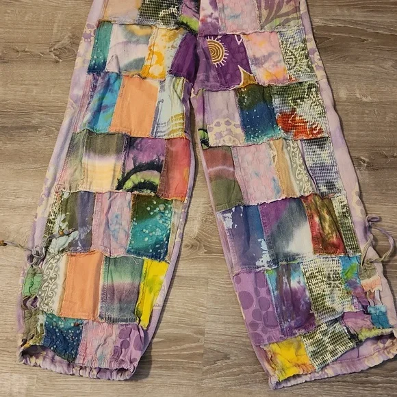 Boho Patchwork Multicolor Denim Jumpsuit/Overalls From Japan - Picture 5 of 13